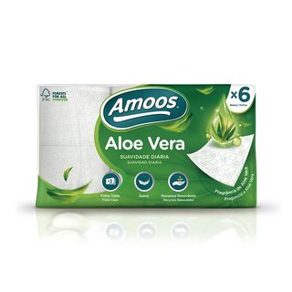 Papel Higiénico 3 Capas Aloe Vera Amoos 6 Rollos