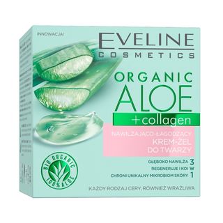 Eveline Krem-żel do twarzy nawilżająco-łagodzący Organic Aloe + collagen, 50 ml