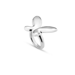 Anillo Bañado En Plata De Ley Con Forma De Mariposa Mediana Plata 12