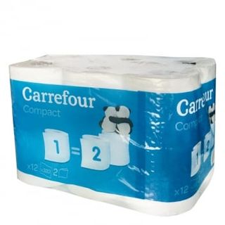 Papel Higiénico Compact Doble Rollo Carrefour 12 Rollos.