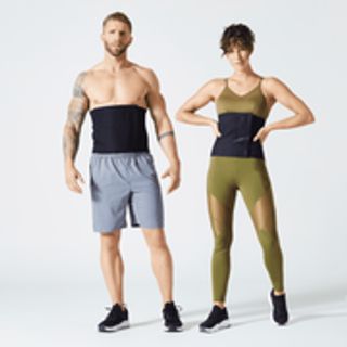 Cinturón Lumbar Faja Fitness Domyos Sudación Unisex Negro.Talla única Negro