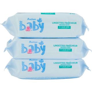 TOALHITAS AUCHAN BABY REFRESCANTES C/ALOE VERA 3X72UN