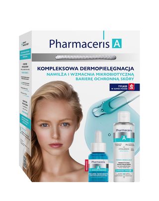 Pharmaceris A Zestaw Kompleksowa Dermopielęgnacja, Prebiotyczny płyn micelarny + Intensywnie nawilżające serum