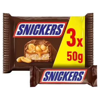 Snickers Czekolada mleczna z nugatem i nadzieniem karmelowym z orzeszkami ziemnymi 150 g (3 x 50 g)