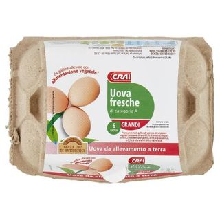 Crai Uova fresche di categoria A Grandi 6 Uova da allevamento a terra
