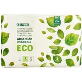 Papel De Cocina 3Capas Ecológico Eroski, 3 Rollos (24784316)