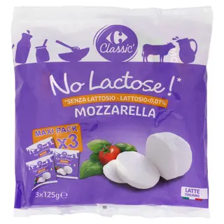 Carrefour Classic Mozzarella Senza Lattosio 3 X 125 G