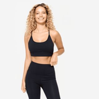 Sujetador Mujer Negro Acanalado Sin Costuras Sujeción Ligera.XL Negro