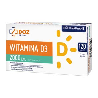 DOZ PRODUCT Witamina D3 2000 j.m., kapsułki miękkie, 120 szt