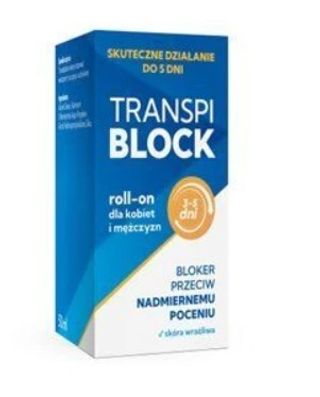Transpiblock Roll-on bloker przeciw nadmiernemu poceniu dla kobiet i mężczyzn 3-5 dni 50 ml