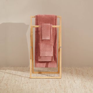 Toalla De Baño De Algodón Egipcio De Rizo Nilo Rosa Oscuro 90x150 cm