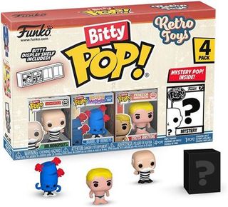 Pack De 4 Figuras Funko Bitty Retro Toys Mr. Monopoly + Barril De Monos + Stretch Armstrong + Figura Sopresa 3Cm (0889698754491)
