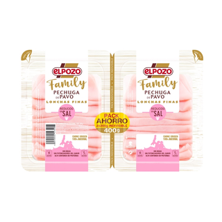 EL POZO FAMILY Pechuga Pavo Lonchas Red/Sal 200G, Pk-2