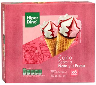 Hiperdino Conos De Nata Y Fresa 6 X 120 Ml