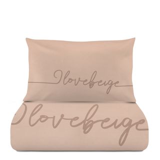 Parure copripiumino singolo I love - beige Quotes