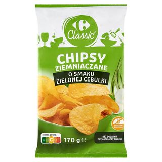 Carrefour Classic Chipsy ziemniaczane o smaku zielonej cebulki 170 g