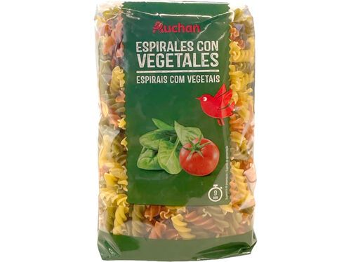 MASSA AUCHAN ESPIRAIS COM VEGETAIS 500G