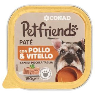 CONAD Petfriends Patè con Pollo & Vitello Cani di Piccola Taglia 150 g - 8003170076242