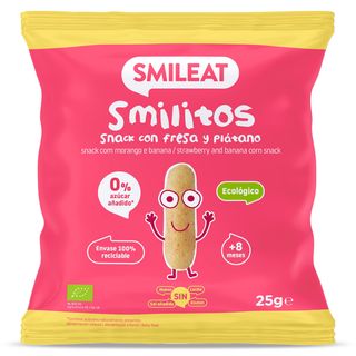 Snack Ecológico Con Fresa Y Plátano Smilitos Smileat Bolsa 25 G