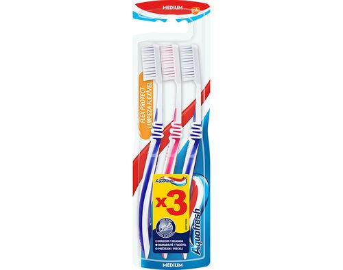Escova de Dentes Limpeza Flexível Média Aquafresh 2+1 Grátis