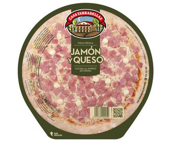 Pizza Jamón y Queso Al Horno de Piedra Casa Tarradellas 405 G.