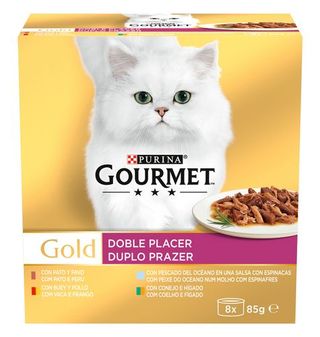 Comida Gato Gourmet Gold Doble Placer 8 Uds. X 85G