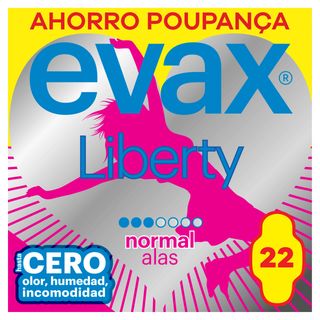 Pensos Higiénicos Liberty Normal com Abas Evax (emb. 22 un)