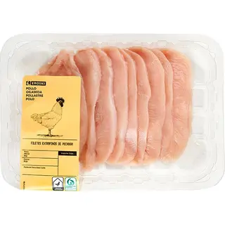 Filetes Extrafinos De Pechuga De Pollo Eroski, Bandeja 320 G