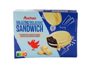 BOLACHA SANDWICH AUCHAN:COBERTAS C/CHOCO.BRANCO 252 G