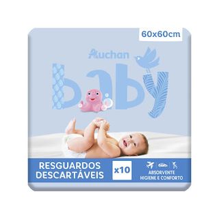 RESGUARDOS AUCHAN BABY DESCARTÁVEIS 10 UNIDADES 60X60CM