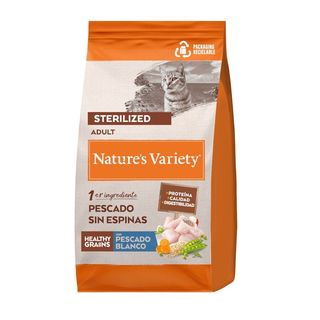 Nature's Variety Pienso Adult Sterilised Healthy Grain Pescado Blanco para Gatos (3 Kg) 8410650597812