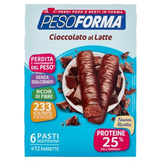 Pesoforma Cioccolato Al Latte, Sostitutivo Del Pasto Ricco Di Fibre, 233 Kcal Per Pasto, 12 X 31 G
