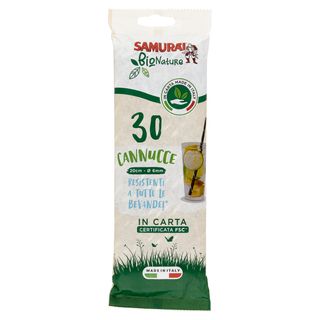 Samurài BioNature Cannucce 20cm - Ø 6mm in Carta 30 pz