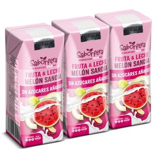 Bebida De Fruta Y Leche De Melón Y Sandía Sin Azúcares Añadidos Dia Saborfera Pack 3 X 330 Ml