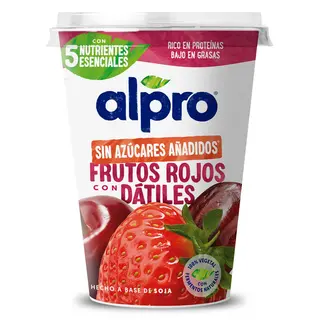 Postre De Soja Sabor Frutos Rojos Sin Azúcar Alpro Vaso 400 G