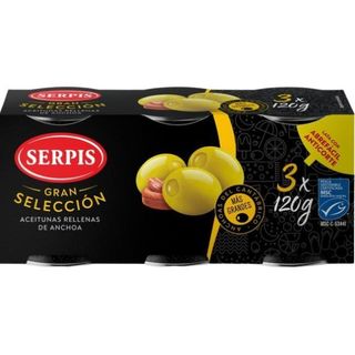 Aceitunas Rellenas De Anchoas Gran Selección Serpis Pack 3x120 Gr.