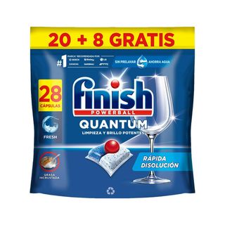 Lavavajillas Finish Quantun limpieza y brillo potentes pastillas 20+8gratis (303547)