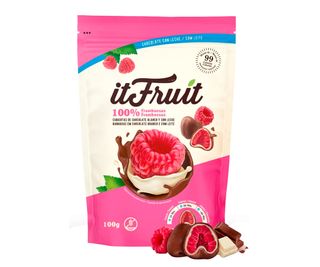 Frambuesa Cubierta Choco Blanco y Leche, Bolsa 100 g