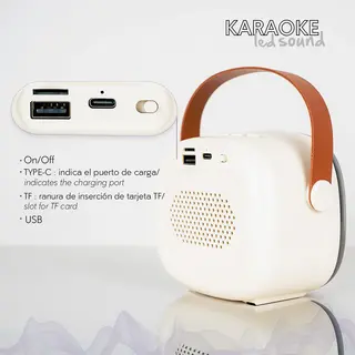 Karaoke Led Sound - Altavoz con Micrófono Blanco
