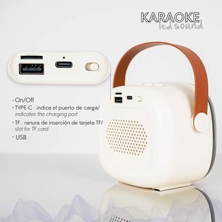 Karaoke Led Sound - Altavoz con Micrófono Blanco