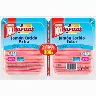 ElPozo jamón cocido extra lonchas 2x150 g