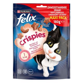 180 g Felix Crispies Bocaditos de Salmón y Trucha Maxi para gatos