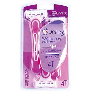 UNNIA Maquinilla Básica 3 Hojas 4 Unidades