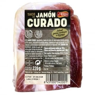 Jamón Curado En Taco Arroyo Sin Gluten Y Sin Lactosa 220 G