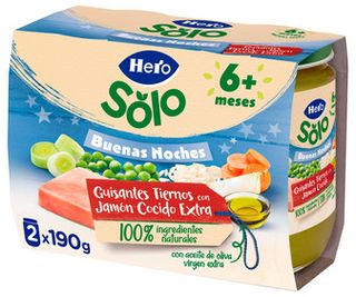 Tarrito Hero B.N. Guisantes Jamon 2X190 G