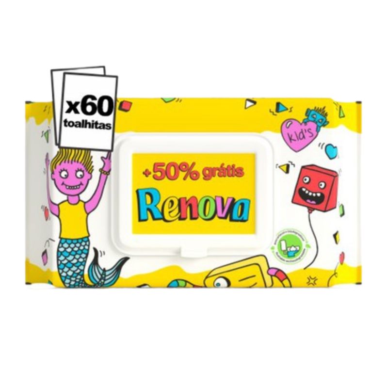 Renova Kids Papel Higiénico Húmido 40 + 20