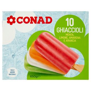 CONAD 10 Ghiaccioli Menta, Limone, Amarena e Arancia 10 x 65 g - 8003170008946