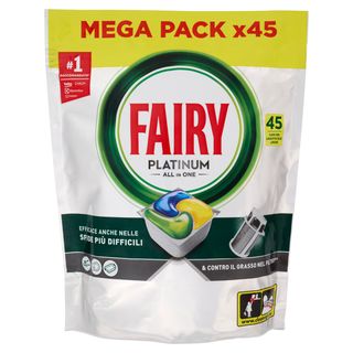 Fairy Pastiglie Lavastoviglie Platinum All in One, Detersivo Piatti Limone, 45 Capsule 671 g