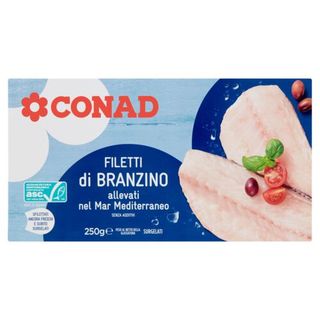 CONAD Filetti di Branzino allevati nel Mar Mediterraneo Surgelati 250 g - 8003170045644