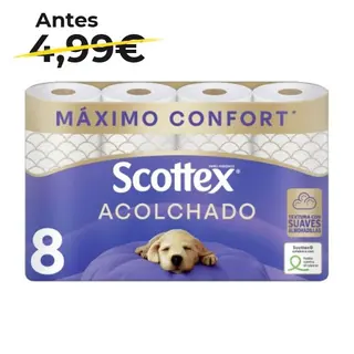 Scottex Papel Higiénico Acolchado con 3 Capas 8u